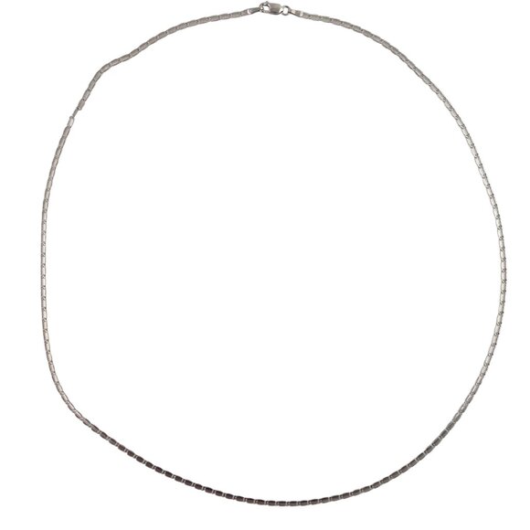 14K White Gold Textured Link Necklace #23854